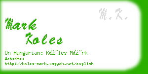 mark koles business card
